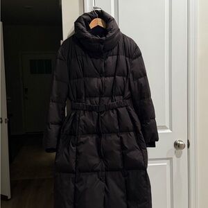 Zara Black Long Puffer Coat with High Collar Size L